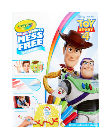 CRAYOLA Color Wonder - Disney Toy Story 4 Mess-Free Colouring Book (Includes 18 Colouring Pages & 5 Magic Color Wonder Markers)-1