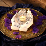 Palmist's Guide White Chiromancy Hands Candle Holder 22.3cm