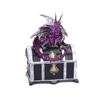 Reptilian Riches Dragon Sitting on a Treasure Chest Storage Box 15cm