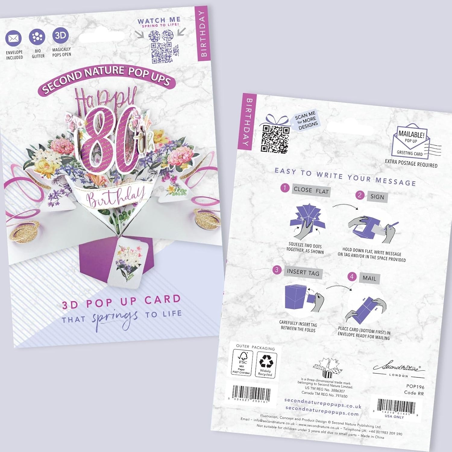 Happy 80th Birthday Pop-Up Greeting Card