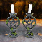 Set of 2 Wiccan Pentagram Candlesticks Witch Candle Holders 15cm