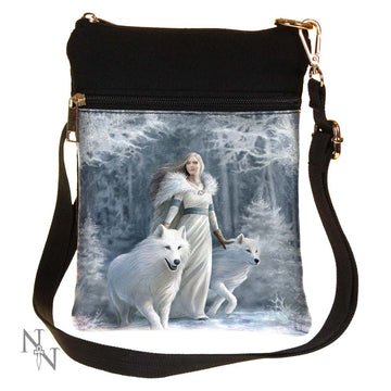Small Gothic Winter Guardians Fantasy Wolf Shoulder Bag by Anne Stokes 23cm