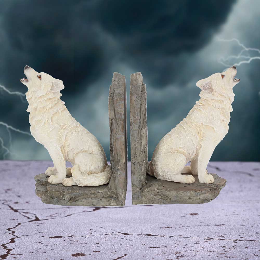 Wardens of the North White Wolf Bookends 20.3cm