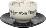 Elegant Black & White Glass Fortune Telling Ceramic Teacup