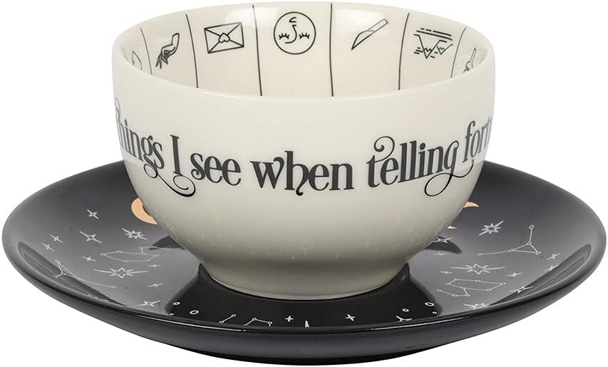Elegant Black & White Glass Fortune Telling Ceramic Teacup