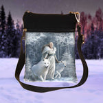 Small Gothic Winter Guardians Fantasy Wolf Shoulder Bag by Anne Stokes 23cm