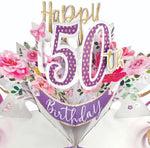 Second Nature 50th Birthday Flowers Pop Up Greeting Card