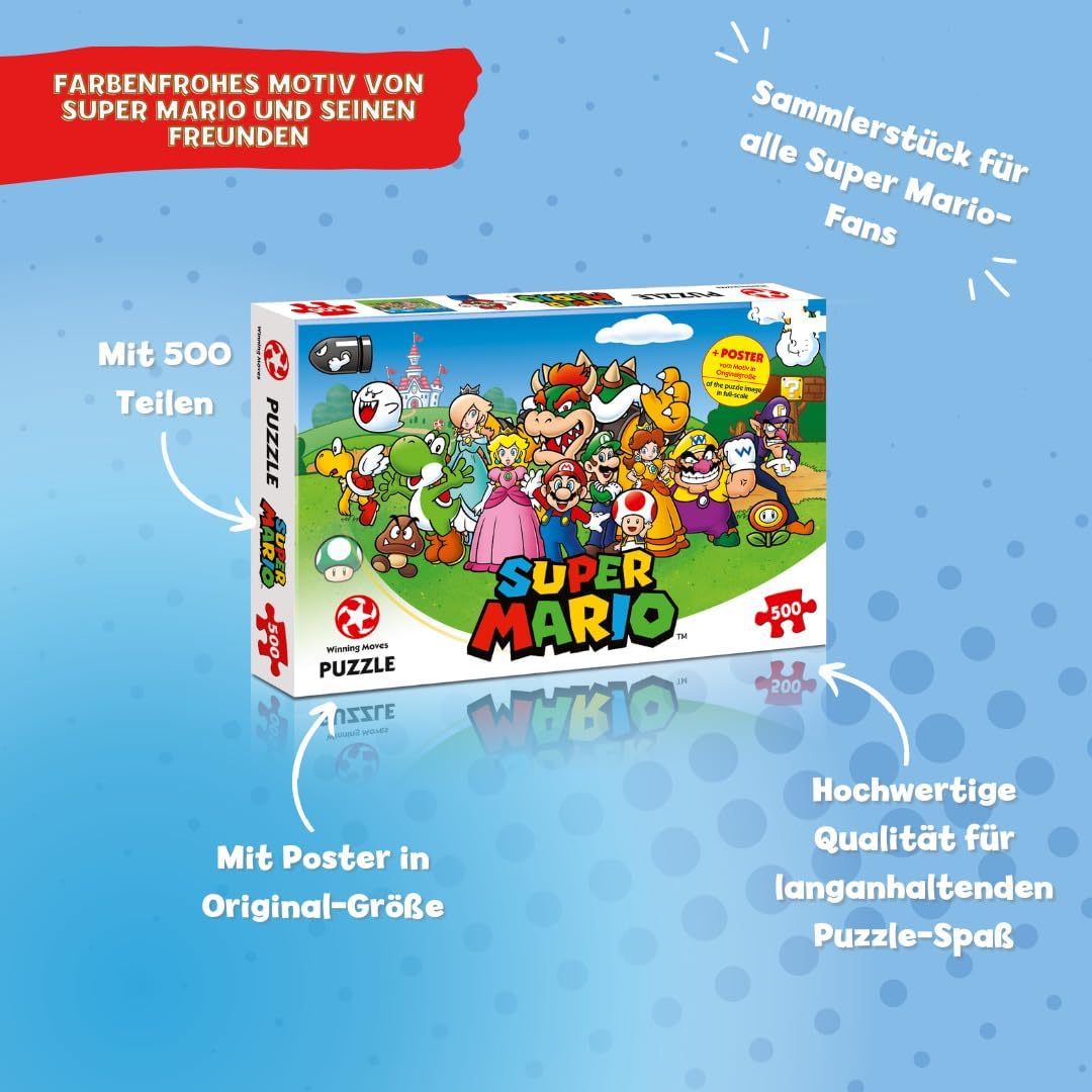 Winning Moves Super Mario and Friends 500 Piece Jigsaw Puzzle Game