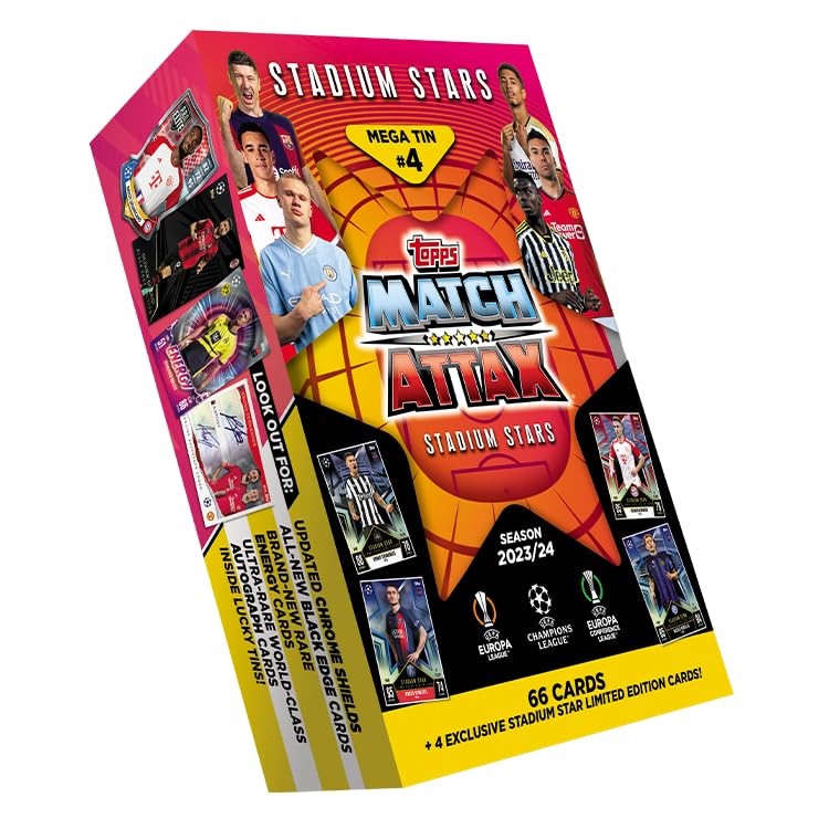 Topps Match Attax 23/24 - Mega Tin 4 - contains 66 Match Attax cards plus 4 exclusive Stadium Stars LE cards