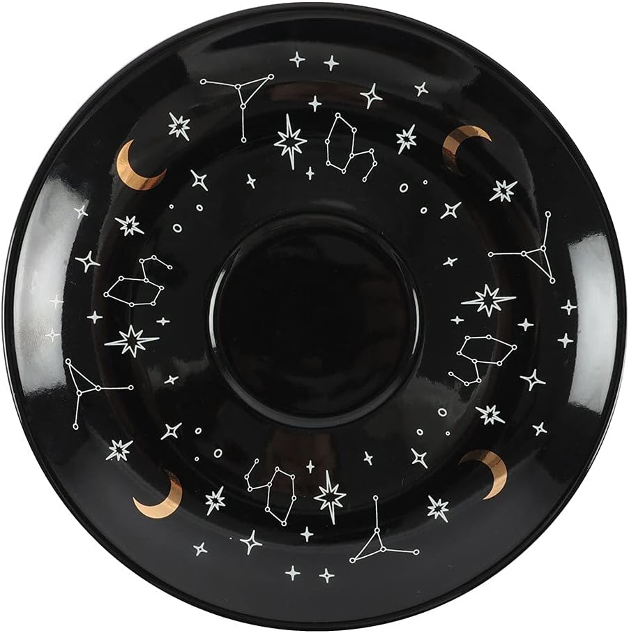 Elegant Black & White Glass Fortune Telling Ceramic Teacup