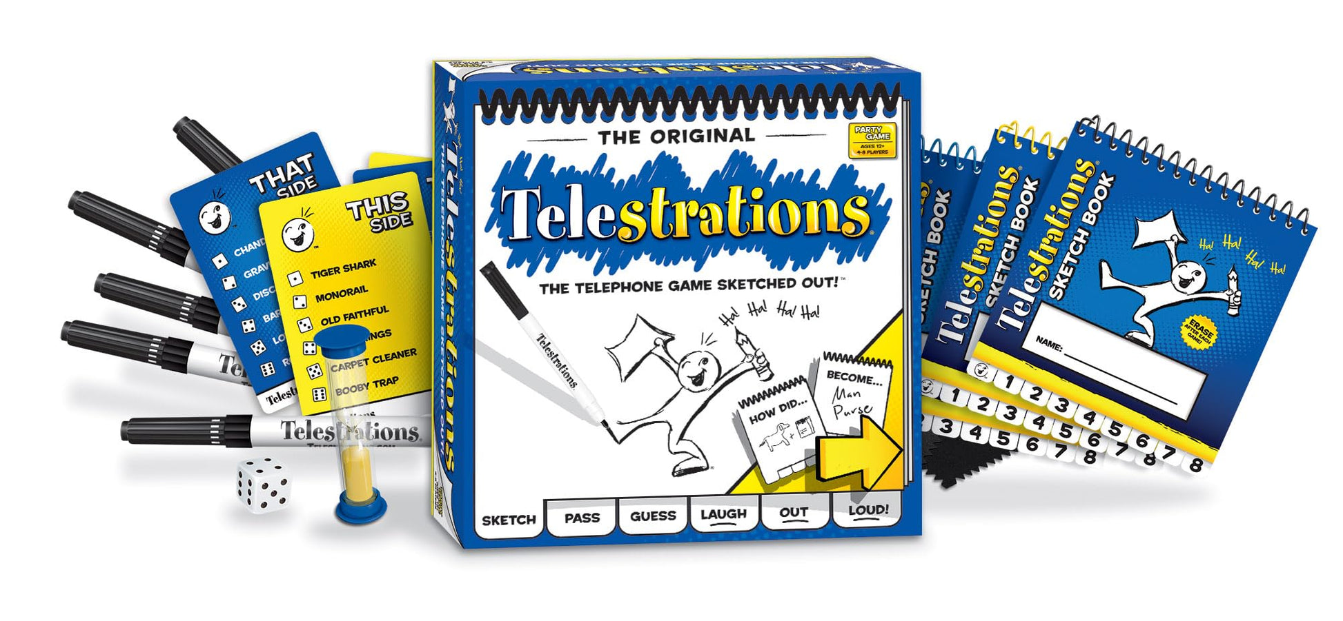 USAopoly | Telestrations | Hilarious Party Game | Ages 12 Plus | 4-8 Players | 30 Minutes Playing Time