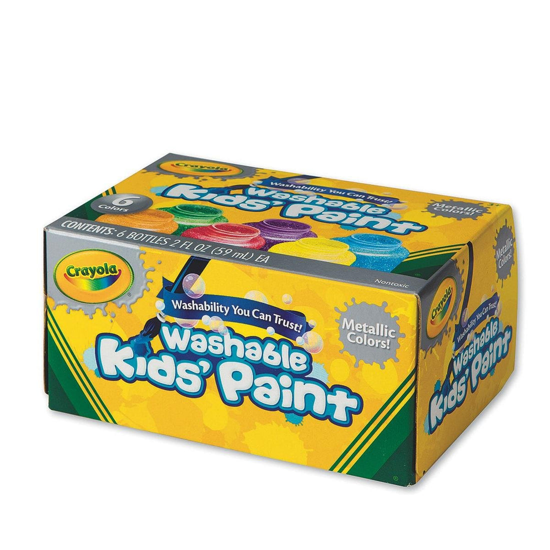 CRAYOLA Washable Metallic Paint - Assorted Colours (Pack of 6) | Add Some Extra Shine to Your Arts & Crafts! | Ideal for Kids Aged 3+-1