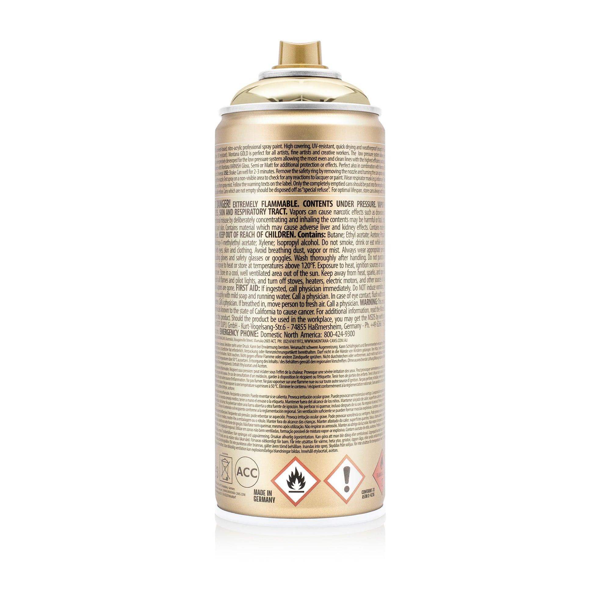 Montana Cans 285943 Spray Can 400 ml, GLD400, M3000, Gold Chrome