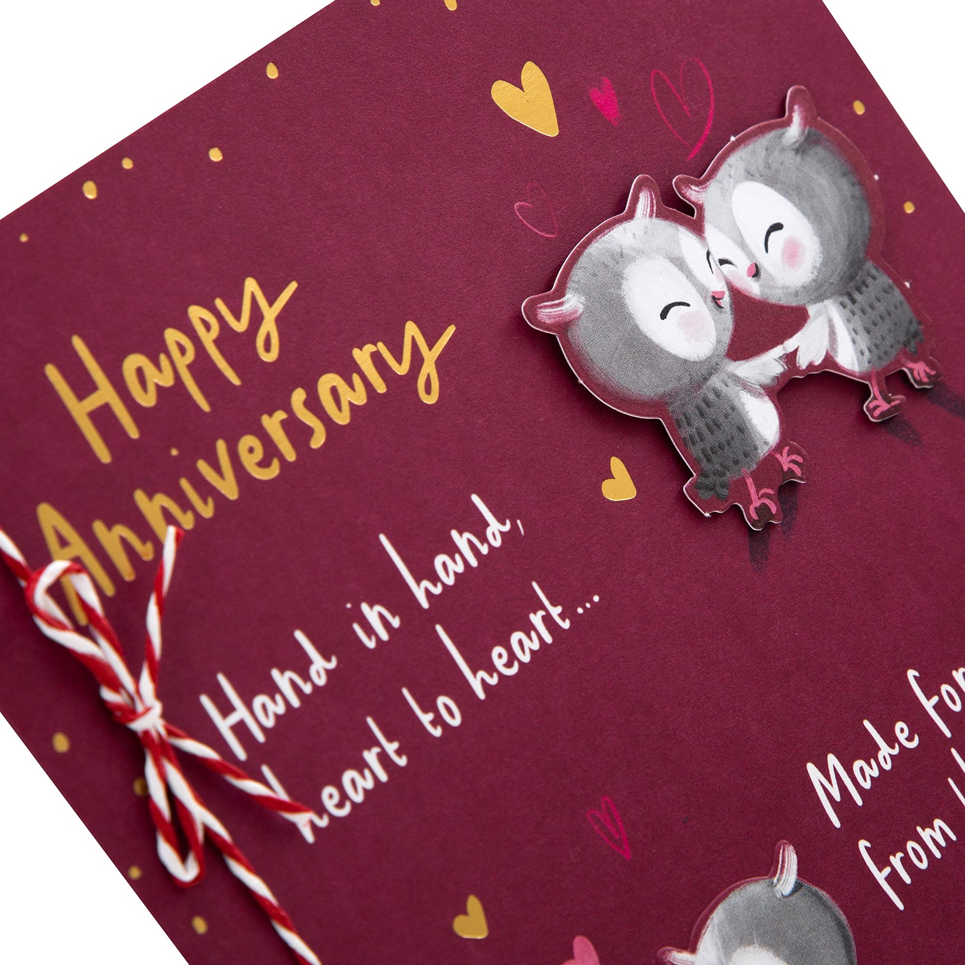 Hallmark Anniversary Card - Cute Illustrated Owl Design with Verse