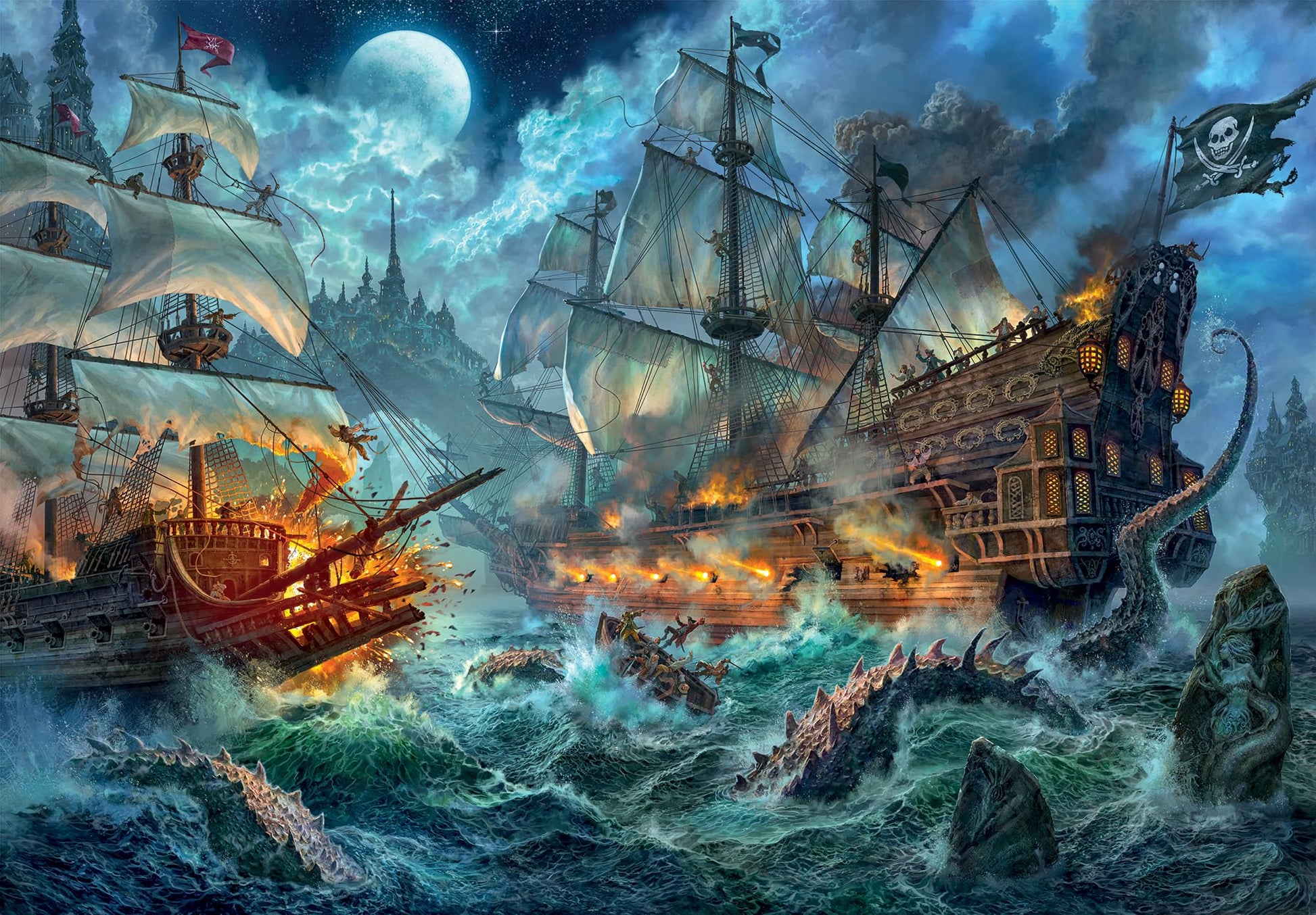 Clementoni - 36530 Collection Puzzle Pirates Battle - Jigsaw Puzzle 6000 Pieces, Made In Italy, Jigsaw Puzzle For Adults