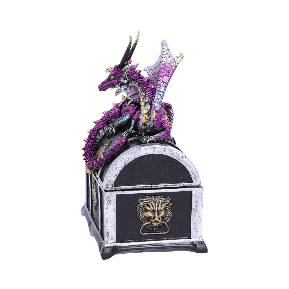 Reptilian Riches Dragon Sitting on a Treasure Chest Storage Box 15cm