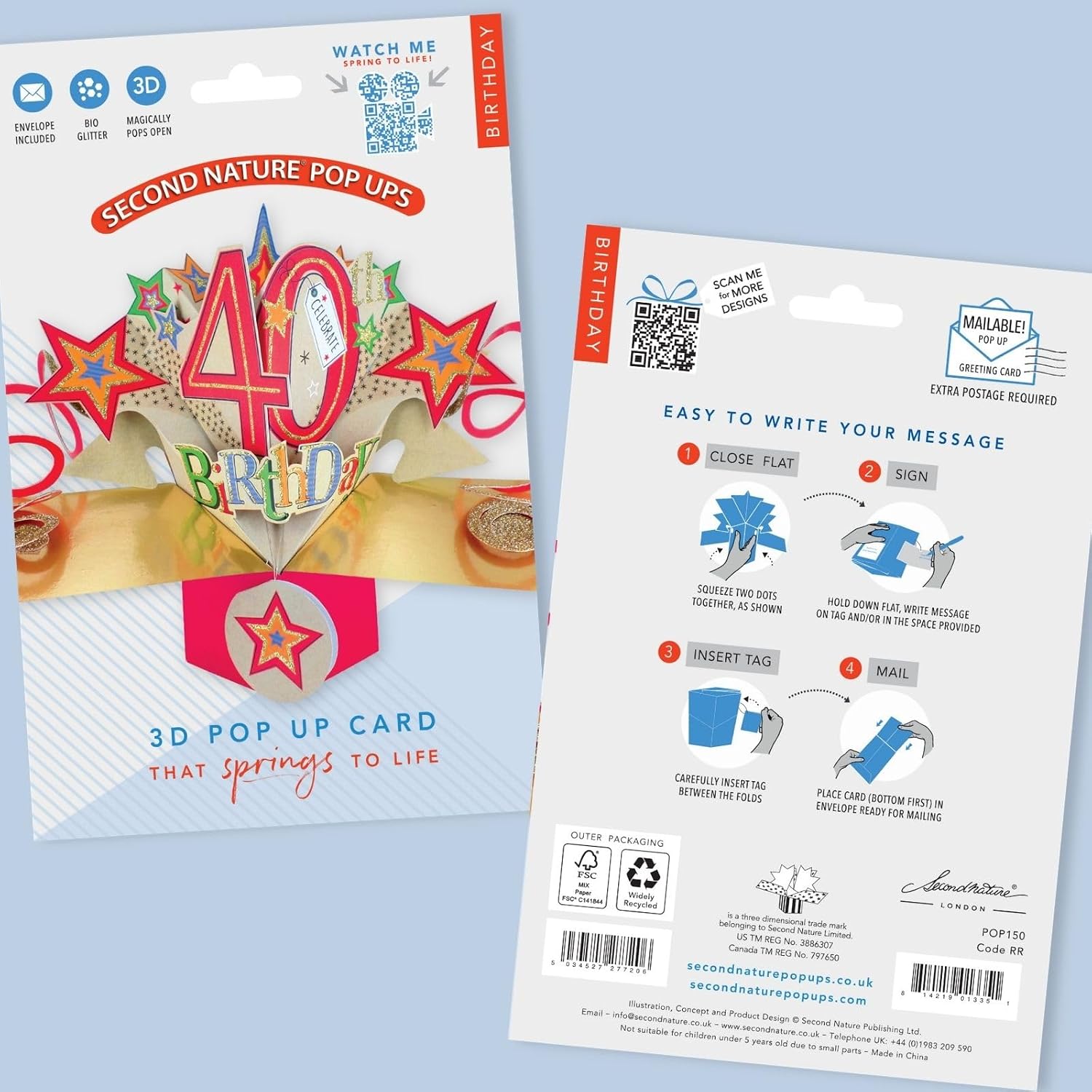 Happy 40th Birthday Pop-Up Greeting Card