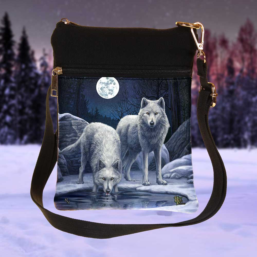 Small Warriors Of Winter Wolf Shoulder Bag by Lisa Parker 23cm