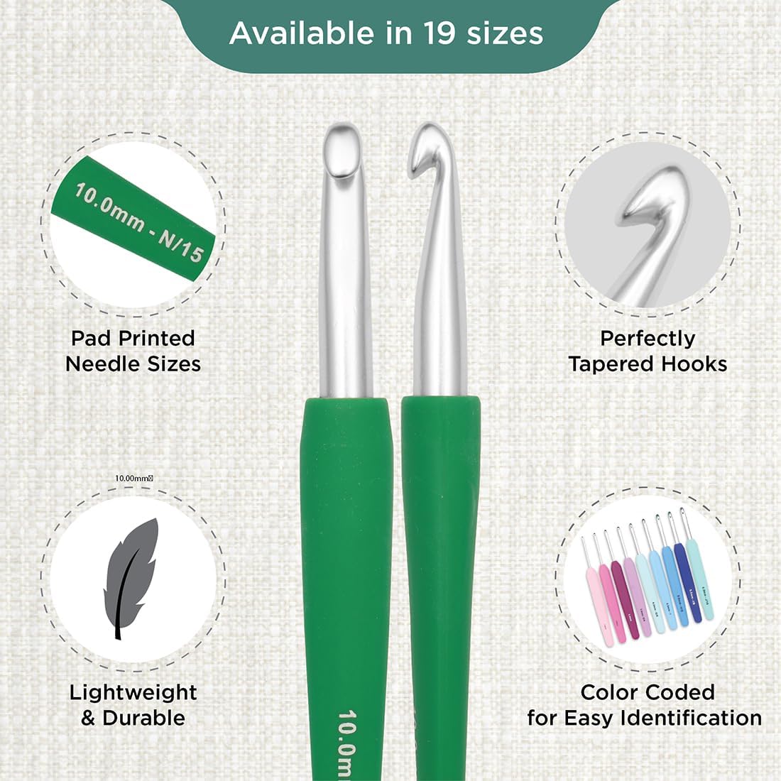 KnitPro Waves 2.0 Single-Ended Crochet Hooks