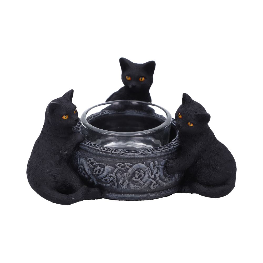 Familiar Trio Cat Tealight Holder 10cm