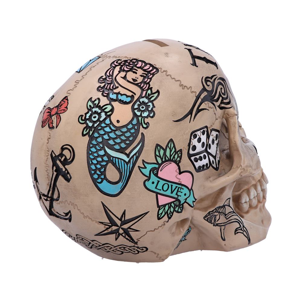 Natural Bone Coloured Traditional, Tribal Tattoo Fund Skull