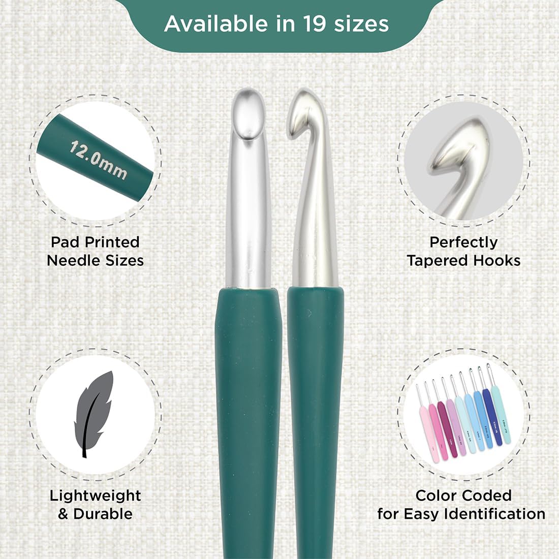 KnitPro Waves 2.0 Single-Ended Crochet Hooks
