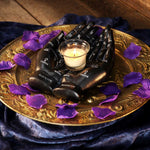 Palmist's Guide Black Chiromancy Hands Candle Holder 22.3cm