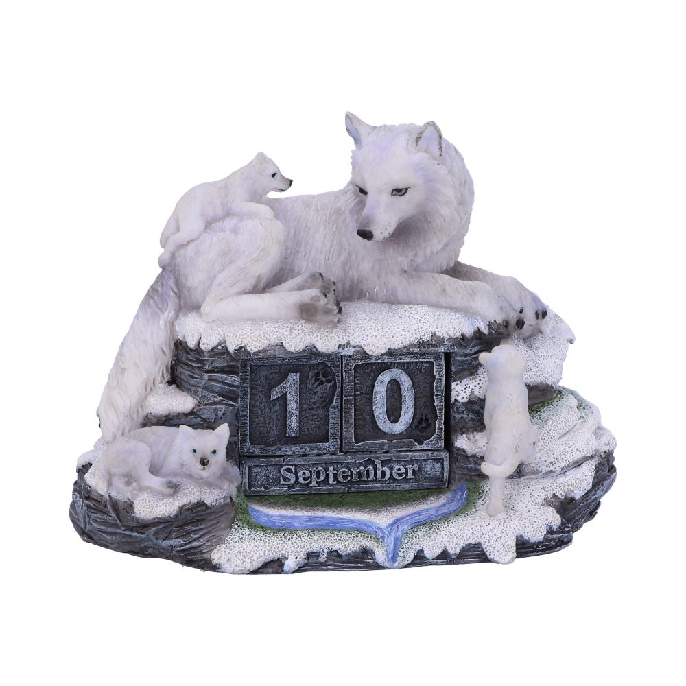 Mother's Watch White Wolf and Pups Calendar 13cm