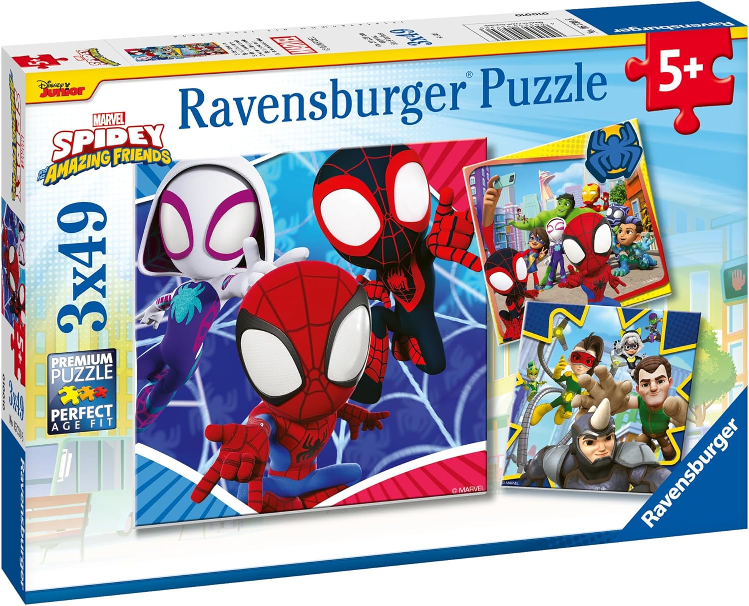 Ravensburger Marvel Spiderman Spidey & His Amazing Friends 3X 49 Piece Jigsaw Puzzles