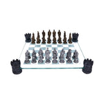Raised Medieval Knight Chess Set With Corner Towers 43cm