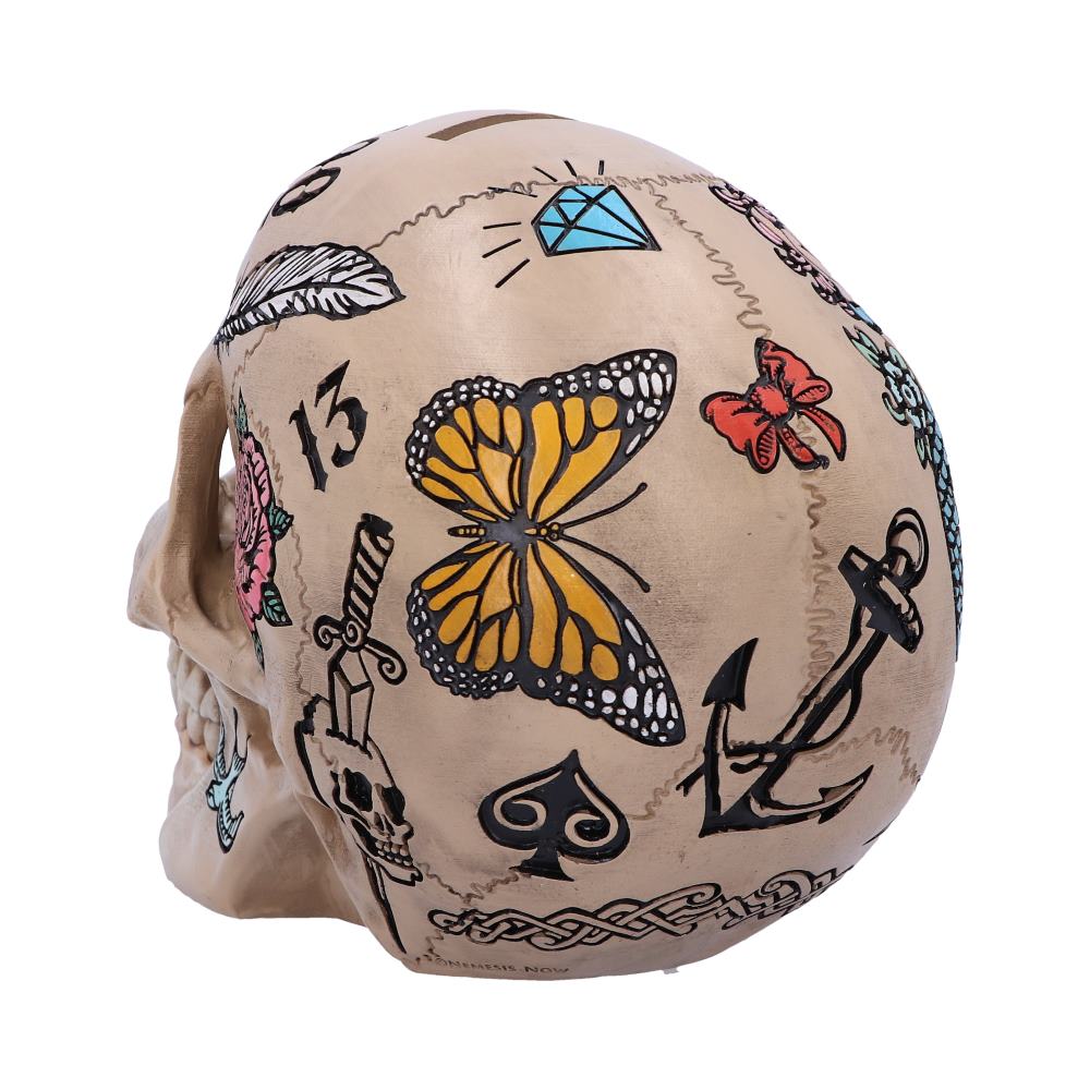 Natural Bone Coloured Traditional, Tribal Tattoo Fund Skull