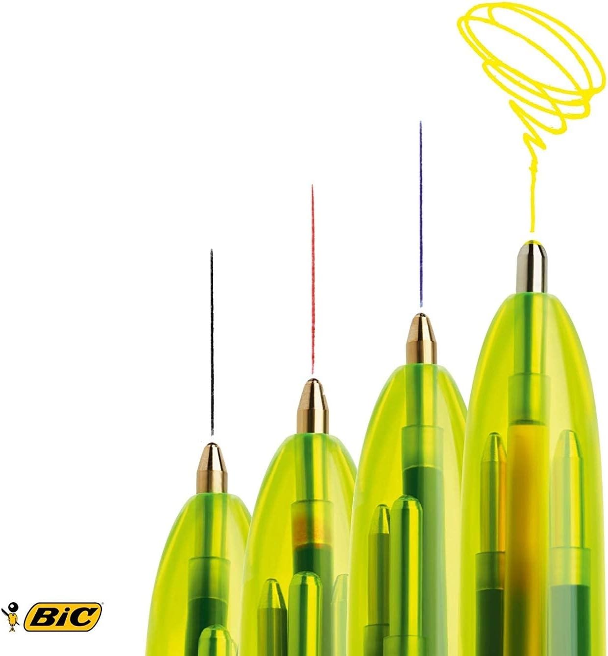 Bic 4 Colour Fluo Black/Blue/Red/Yellow Highlighter