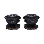 Set of Two Ivy Cauldron Witches Candle Holders 11cm