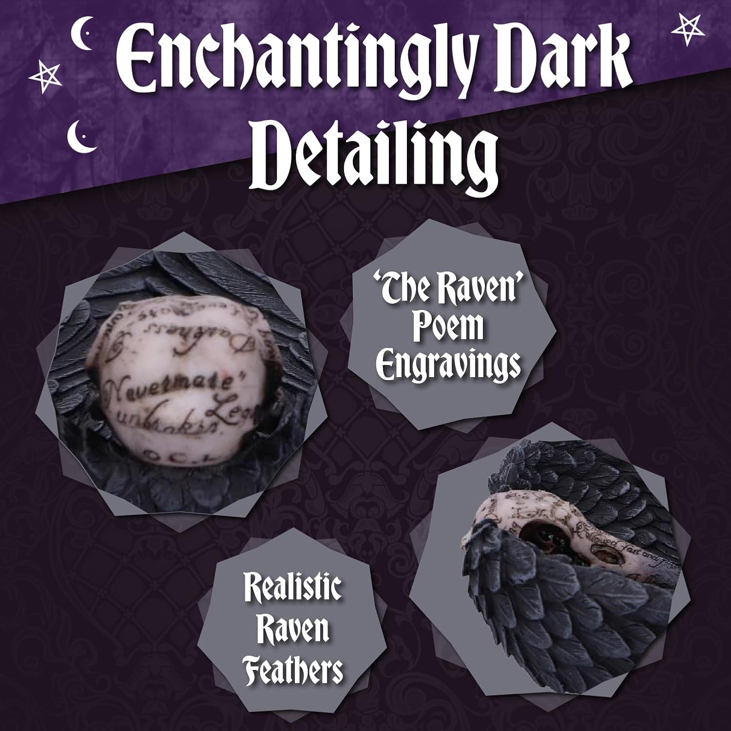 Nemesis Now Edgar Allan Poe's Nevermore Raven Skull Trinket Holder