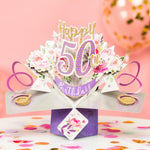 Second Nature 50th Birthday Flowers Pop Up Greeting Card
