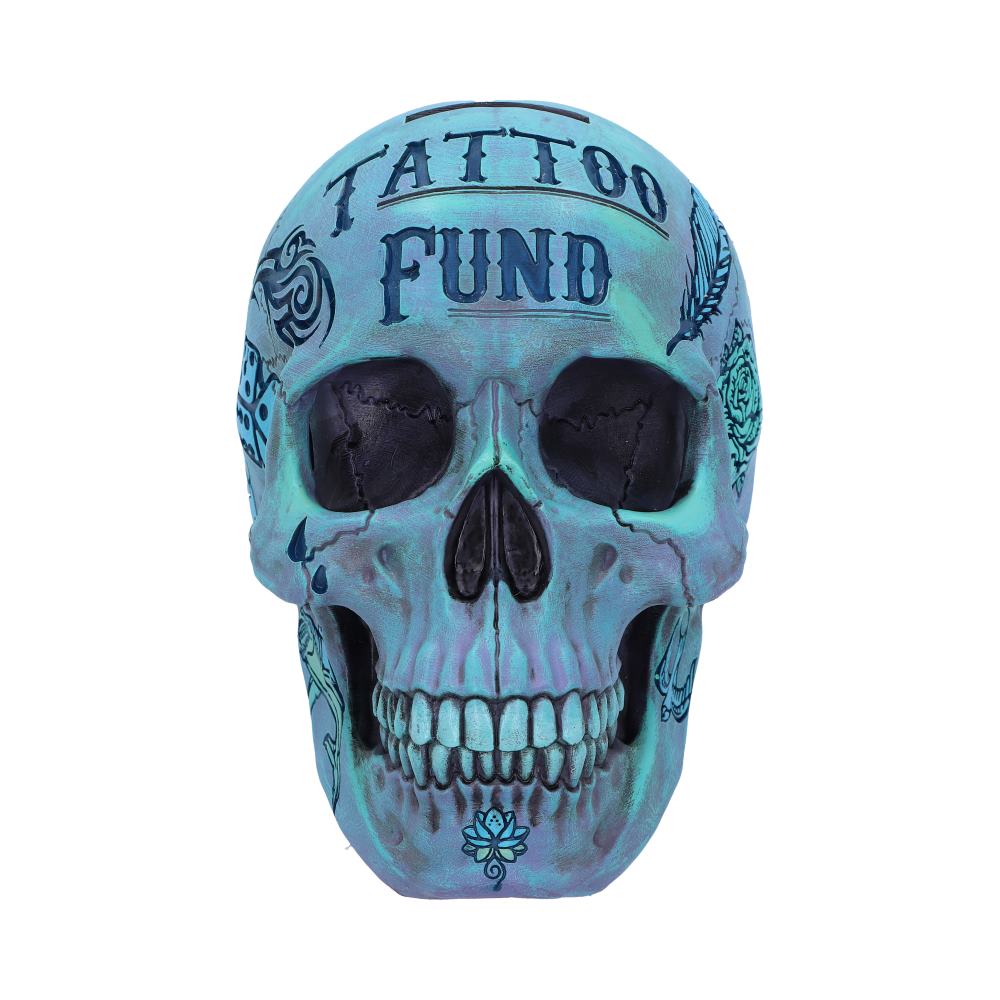 Aqua Blue Traditional, Tribal Tattoo Fund Skull