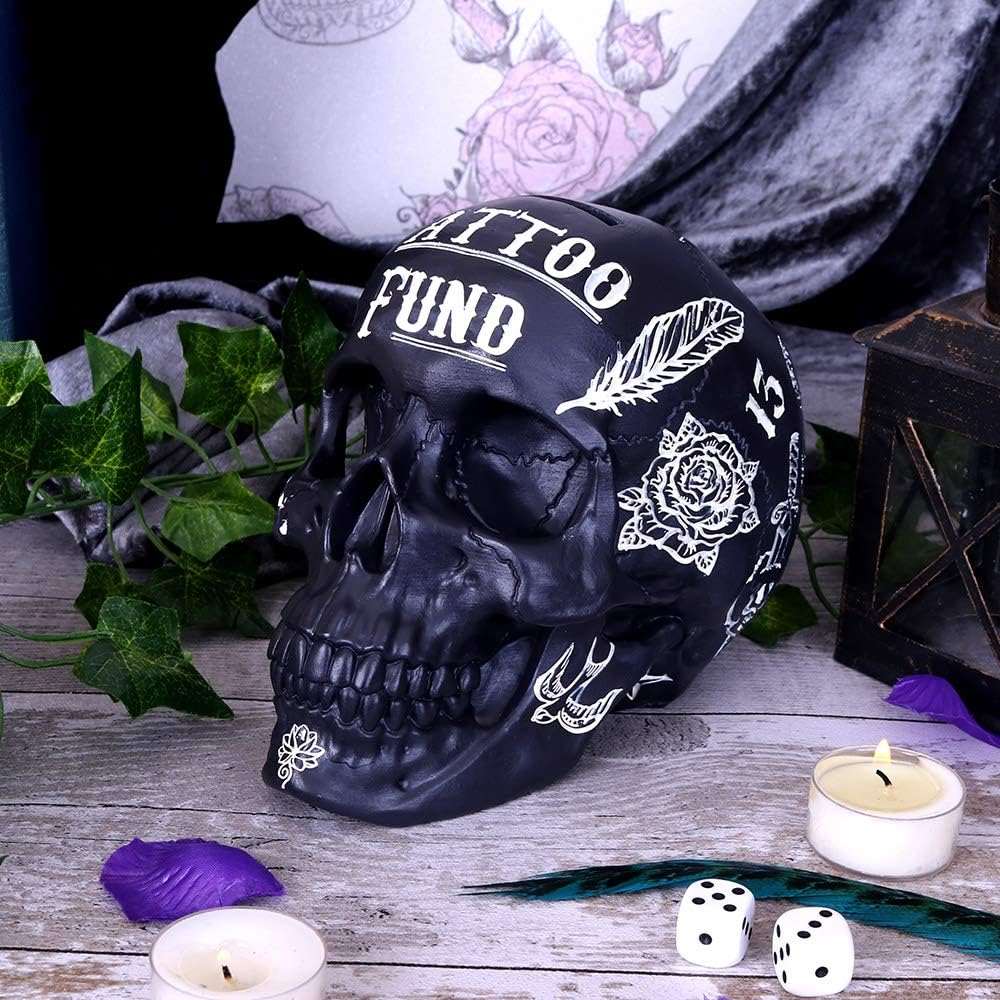 Nemesis Now Gothic Tattoo Fund Skull Money Box