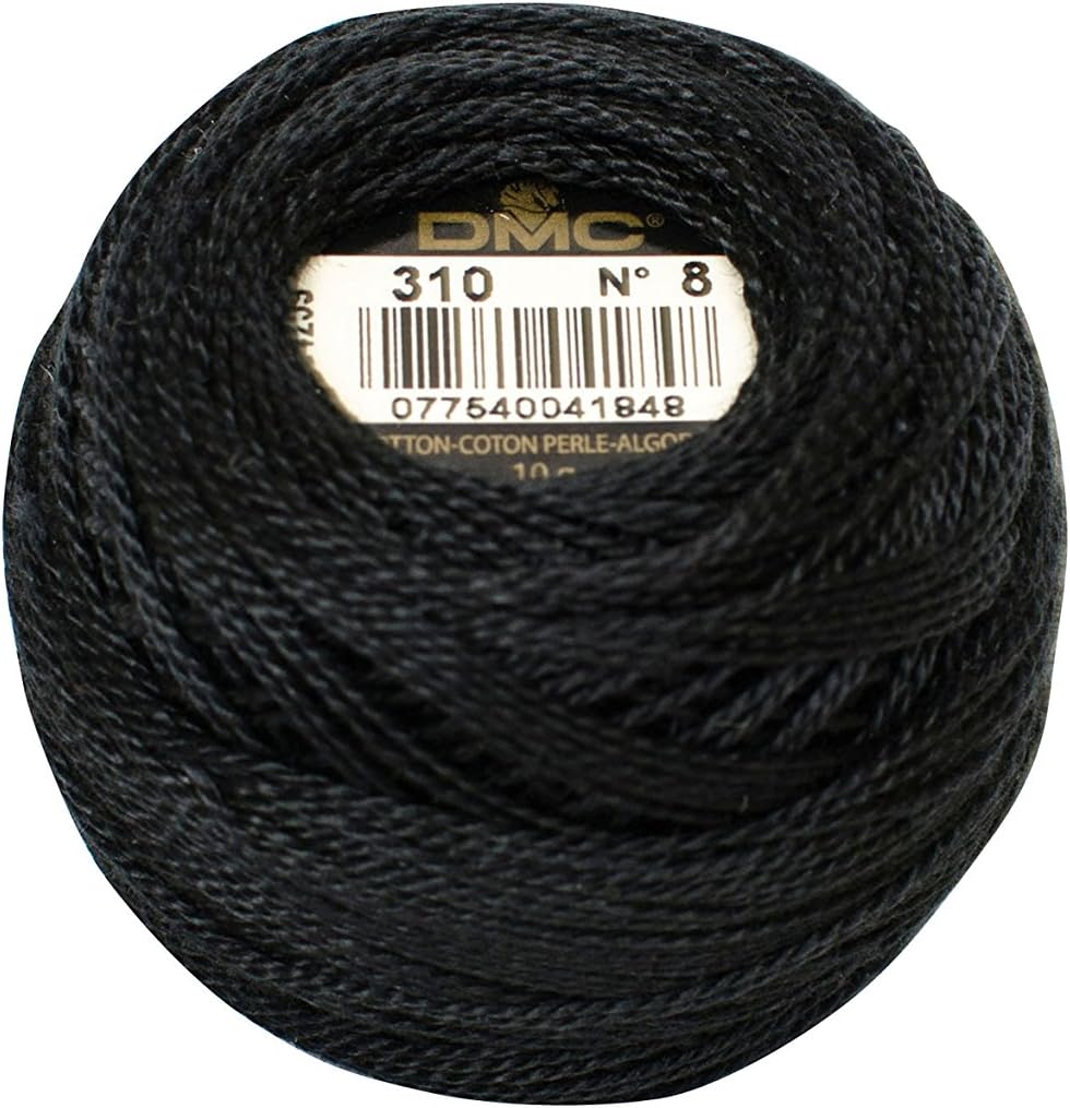DMC 116 5-310 Pearl Cotton Thread Balls, Black, Size 5