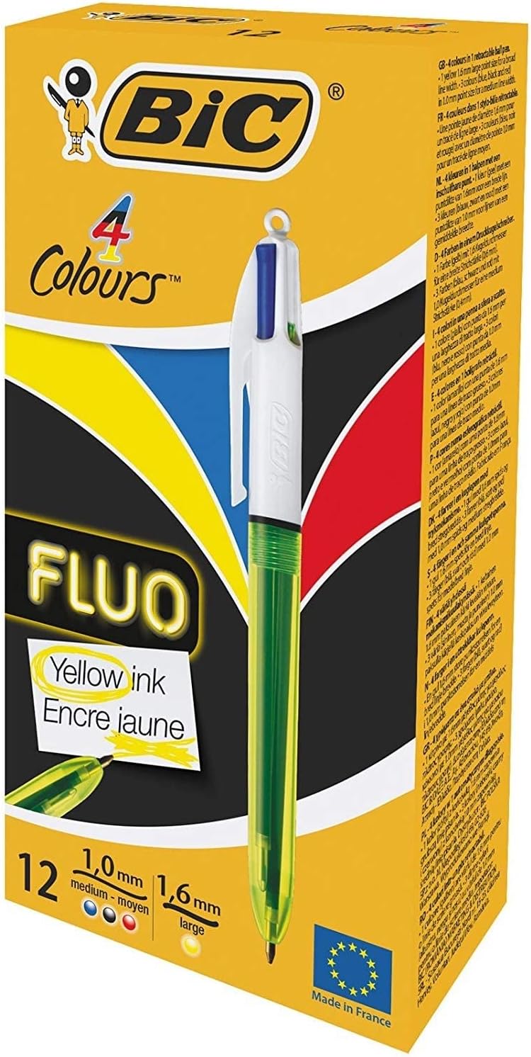 Bic 4 Colour Fluo Black/Blue/Red/Yellow Highlighter