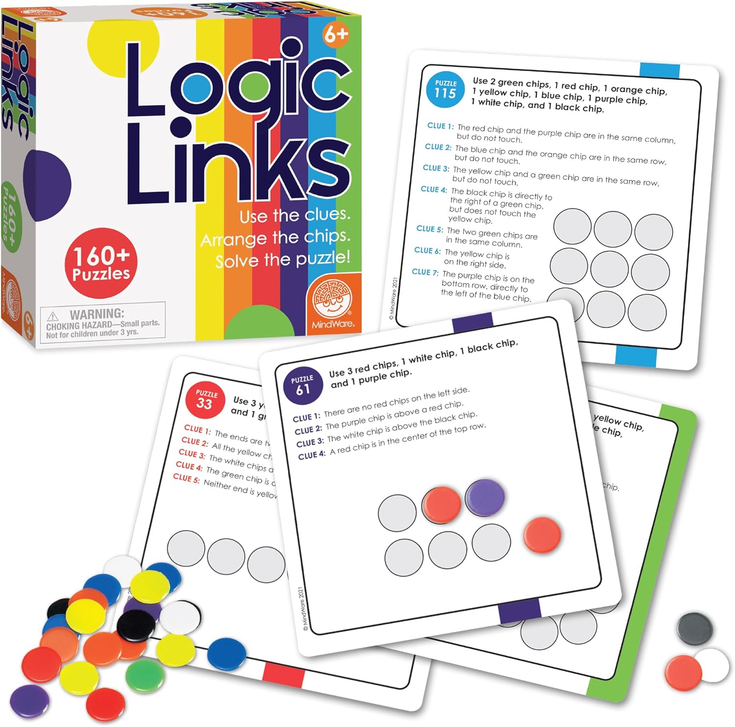 MindWare Logic Links Puzzle Games - Brain Teaser Puzzles for Kids and Brain Games for Adults
