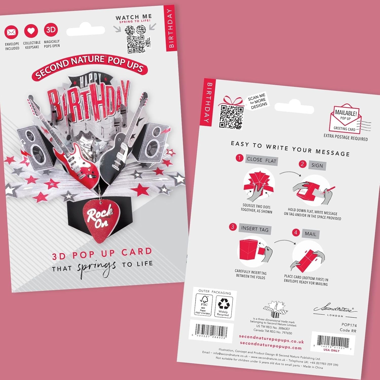 Happy Birthday Rock Pop-Up Greeting Card