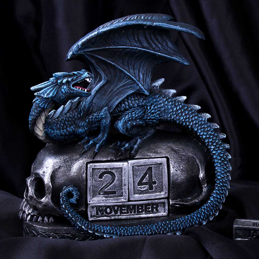 Blue Dragon and Skulls Year Keeper Gothic Calendar 14cm