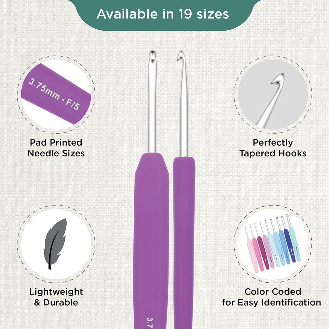 KnitPro Waves 2.0 Single-Ended Crochet Hooks