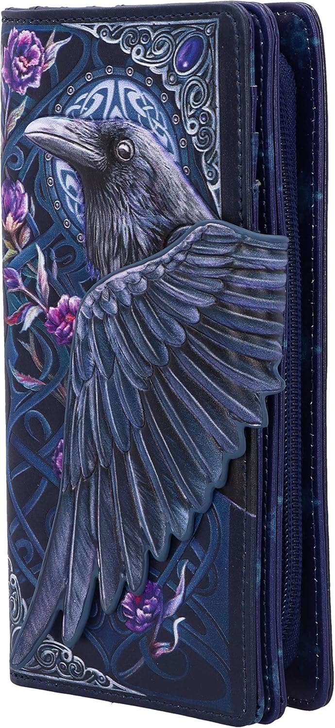 Nemesis Now Ravens Flight Black Wing Floral Embossed Purse