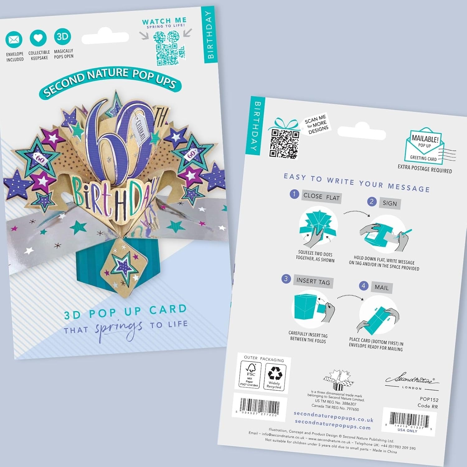 Second Nature 60th Birthday Pop Up Greeting Card