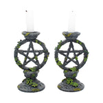 Set of 2 Wiccan Pentagram Candlesticks Witch Candle Holders 15cm