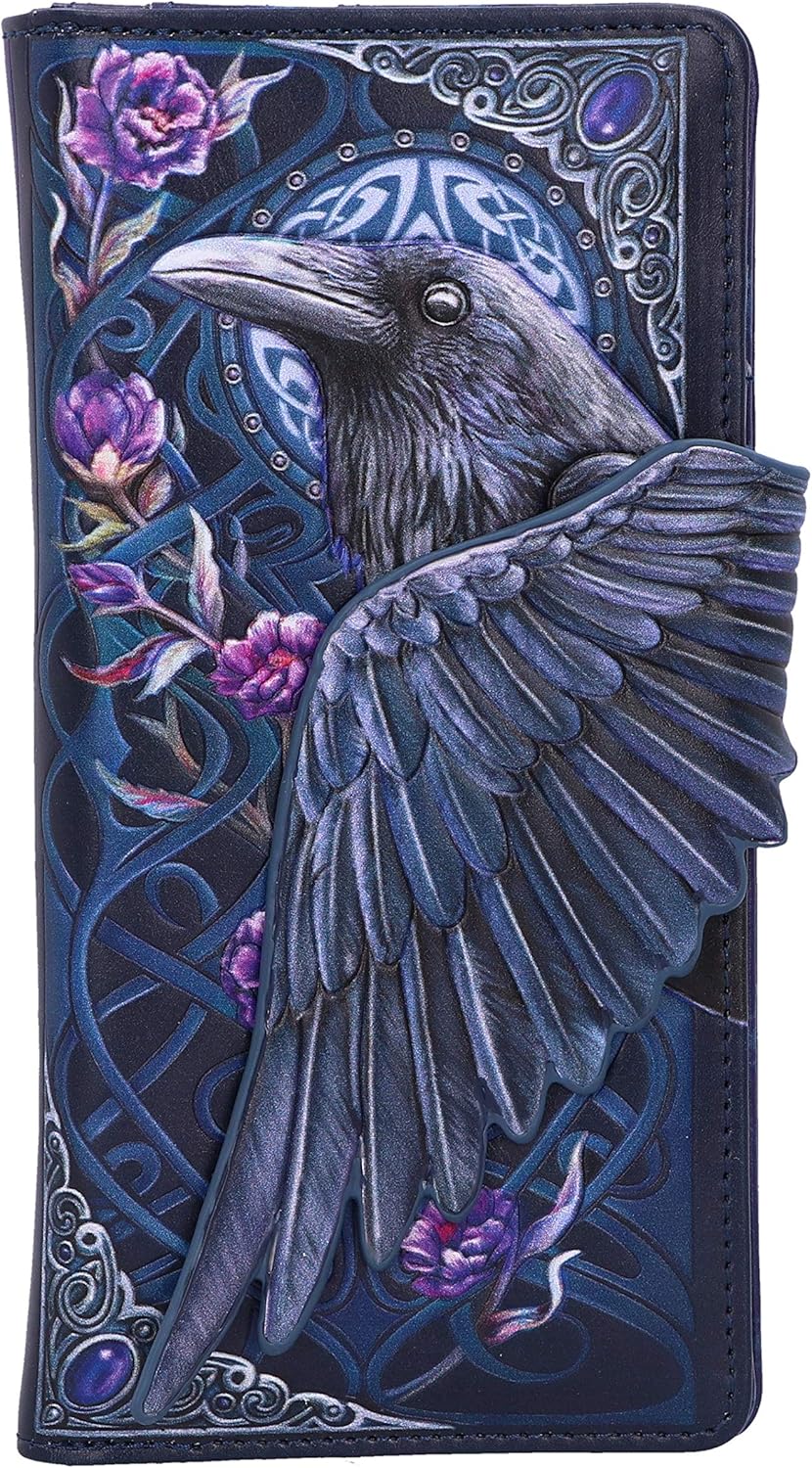 Nemesis Now Ravens Flight Black Wing Floral Embossed Purse