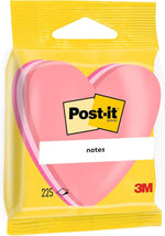 Post-it Notes - 1 Block of 225 Heart Shape Sticky Notes