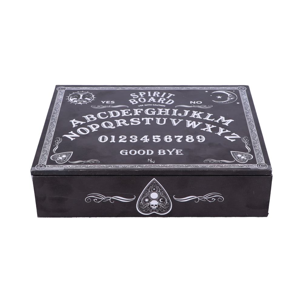 Black and White Spirit Board and Planchette Jewellery Storage Box with Mirror 25cm