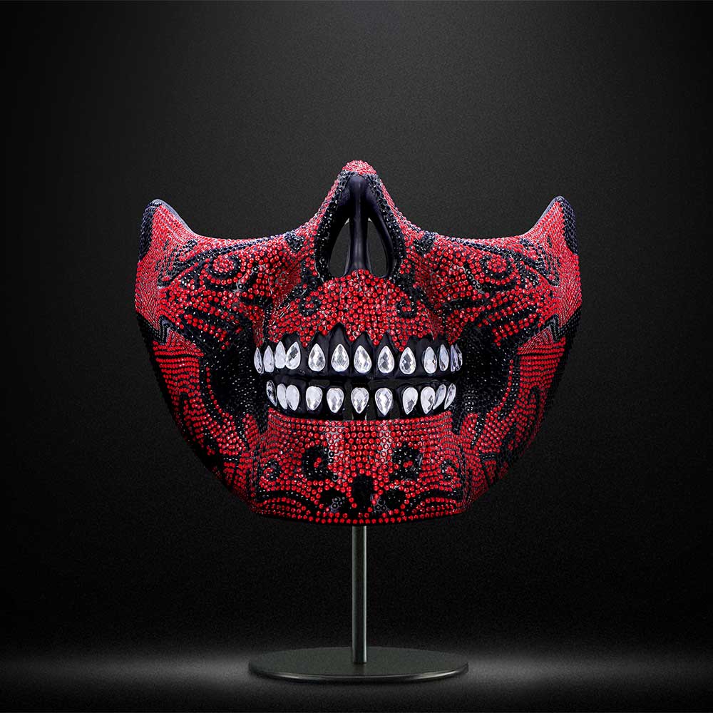Fancy Dress Jewelled Masquerade Mask Cosplay (Red) 17.5cm